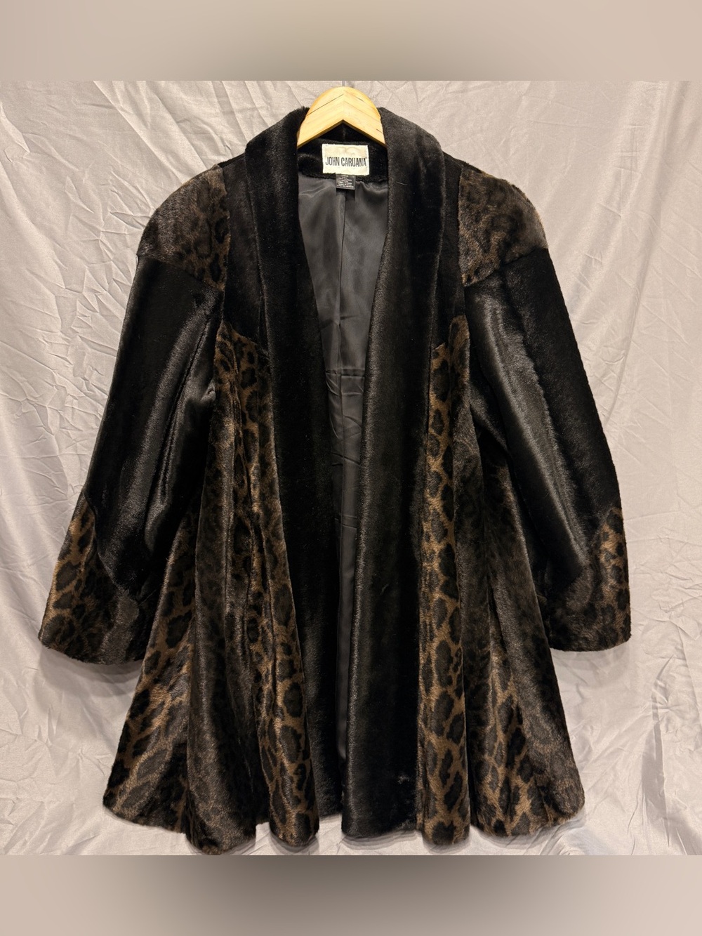 Vintage Faux Fur Animal Print Coat in Deep Brown and Black Women’s Large - USA
